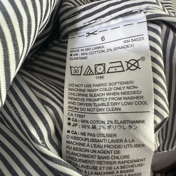 Banana Republic Womens Tailored Fit Button-Down Shirt Black White Striped Size 6 - Picture 7 of 7